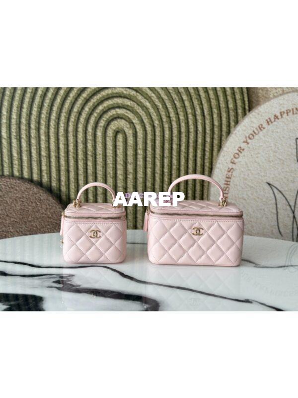 Replica Chanel New Lambskin Vanity With Chain and Top Handle AP2199 Light Pink 3