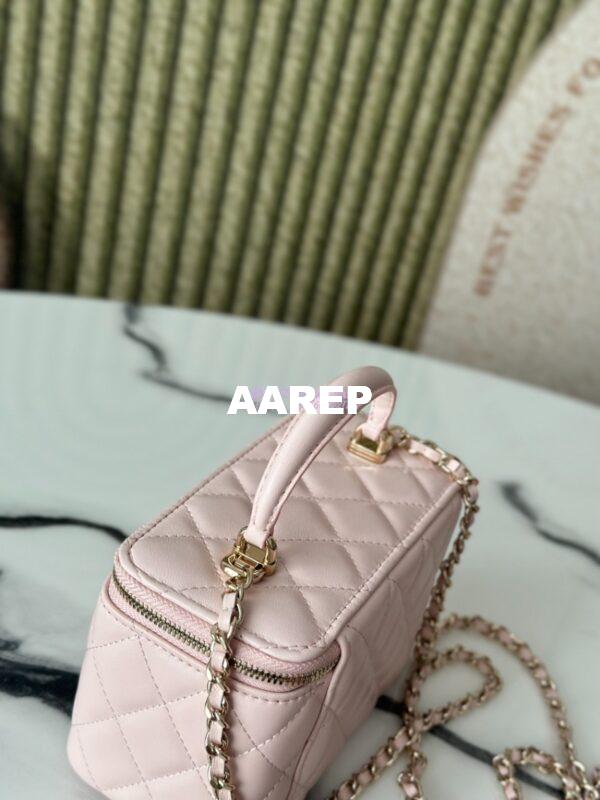 Replica Chanel New Lambskin Vanity With Chain and Top Handle AP2199 Light Pink 6