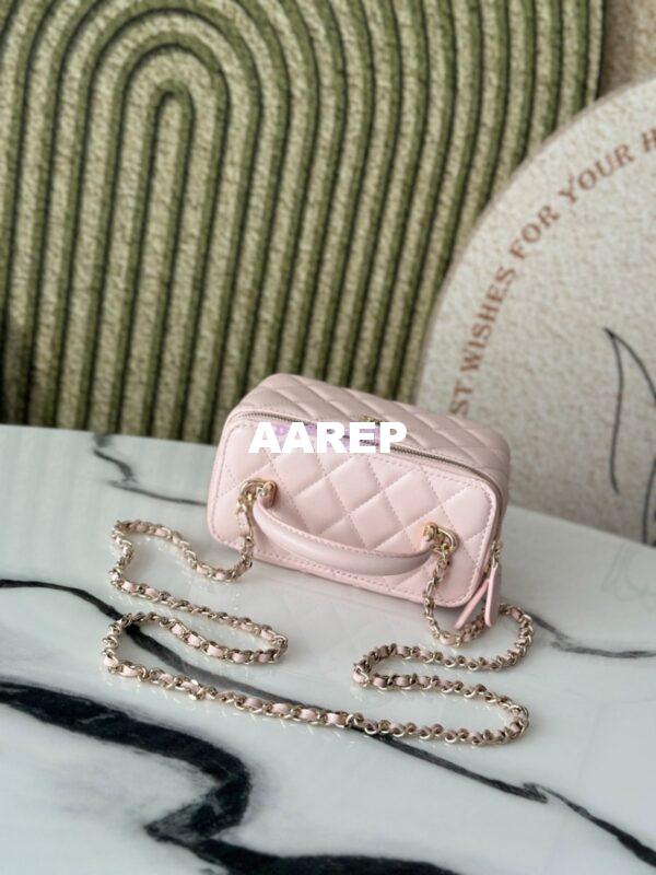 Replica Chanel New Lambskin Vanity With Chain and Top Handle AP2199 Light Pink 7