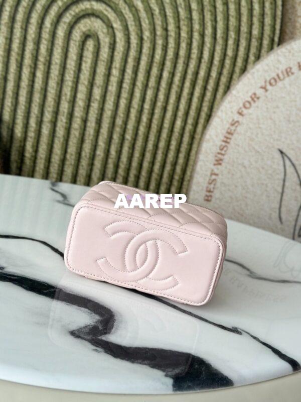 Replica Chanel New Lambskin Vanity With Chain and Top Handle AP2199 Light Pink 8