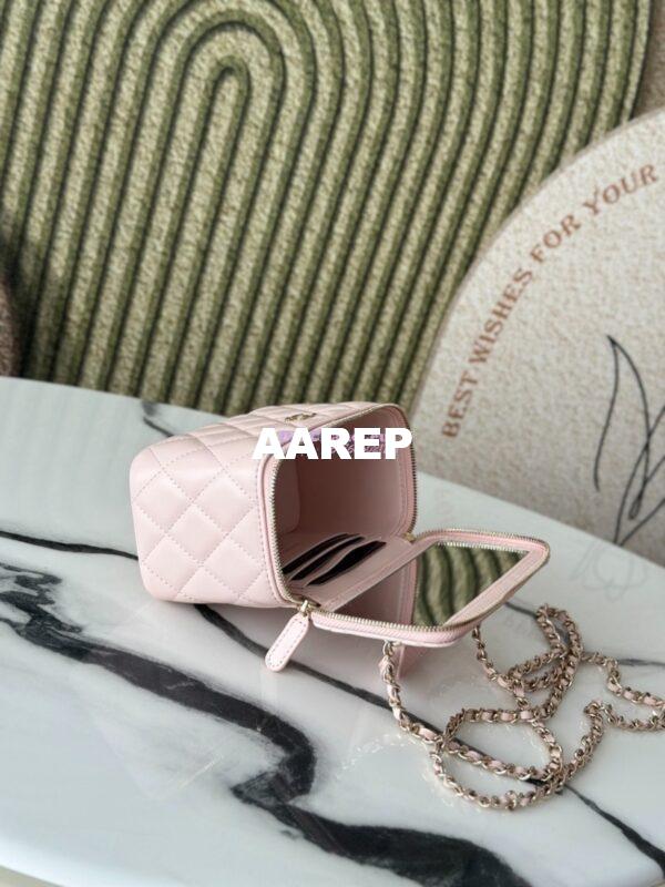 Replica Chanel New Lambskin Vanity With Chain and Top Handle AP2199 Light Pink 9