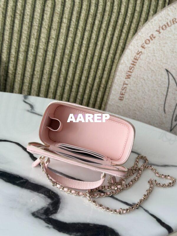 Replica Chanel New Lambskin Vanity With Chain and Top Handle AP2199 Light Pink 11