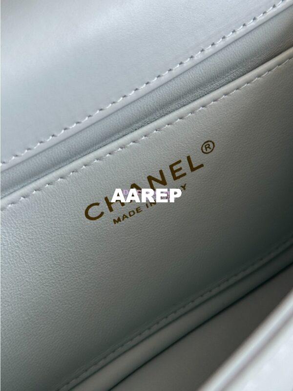 Replica Chanel 25A Relaunched Calfskin Mini / Small Flap Bag with Gold Charm Chain AS2649 AS2615 Light Blue 17