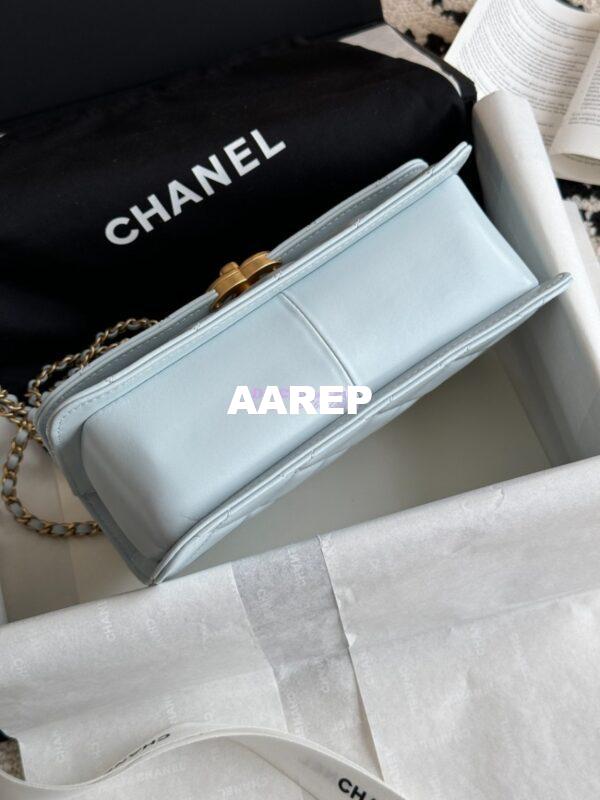Replica Chanel 25A Relaunched Calfskin Mini / Small Flap Bag with Gold Charm Chain AS2649 AS2615 Light Blue 21