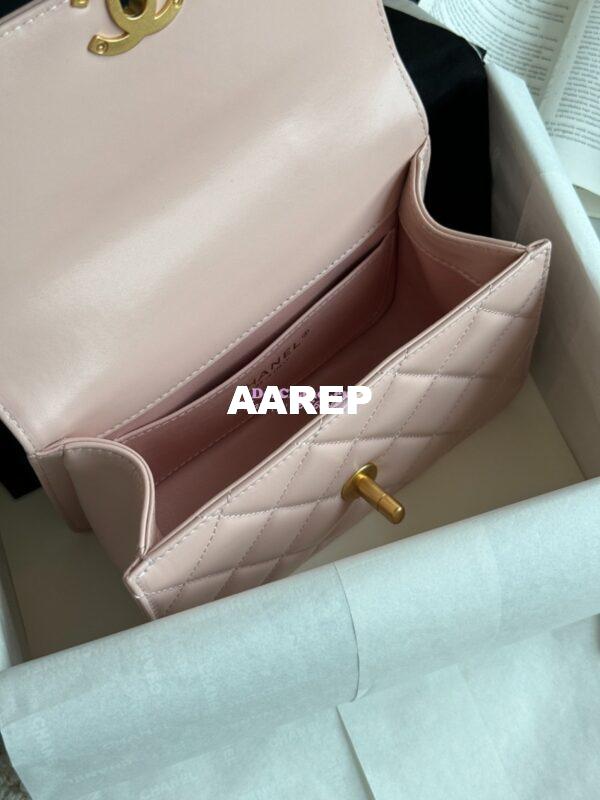 Replica Chanel 25A Relaunched Calfskin Mini / Small Flap Bag with Gold Charm Chain AS2649 AS2615 Light Pink 8