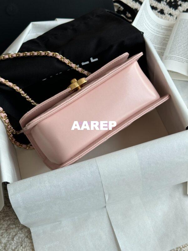 Replica Chanel 25A Relaunched Calfskin Mini / Small Flap Bag with Gold Charm Chain AS2649 AS2615 Light Pink 11
