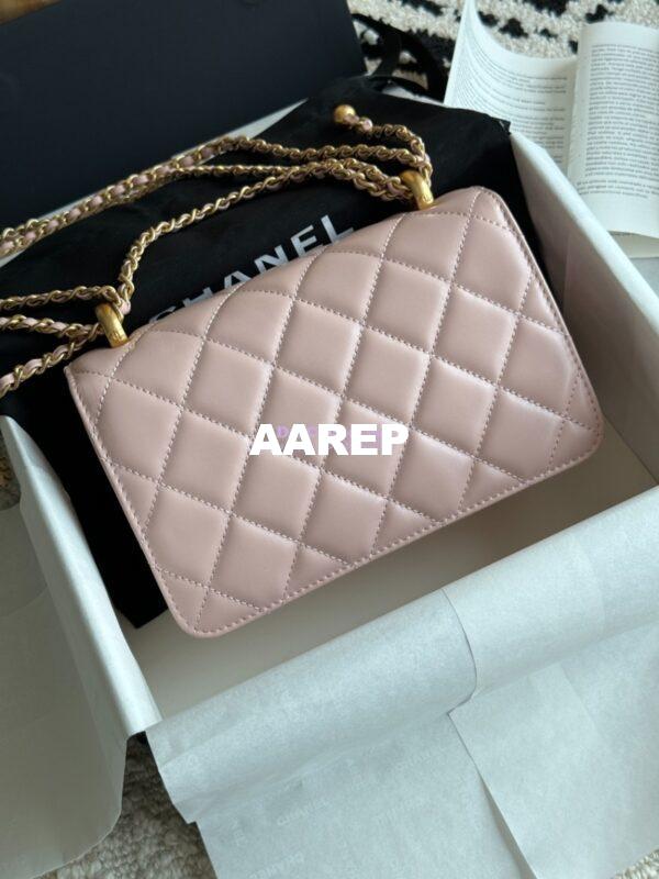 Replica Chanel 25A Relaunched Calfskin Mini / Small Flap Bag with Gold Charm Chain AS2649 AS2615 Light Pink 12