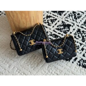 Replica Chanel 25A Relaunched Calfskin Mini / Small Flap Bag with Gold Charm Chain AS2649 AS2615 Black