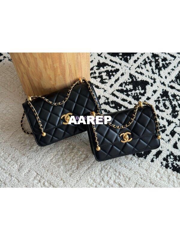 Replica Chanel 25A Relaunched Calfskin Mini / Small Flap Bag with Gold Charm Chain AS2649 AS2615 Black 3