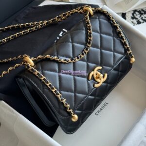 Replica Chanel 25A Relaunched Calfskin Mini / Small Flap Bag with Gold Charm Chain AS2649 AS2615 Black 2