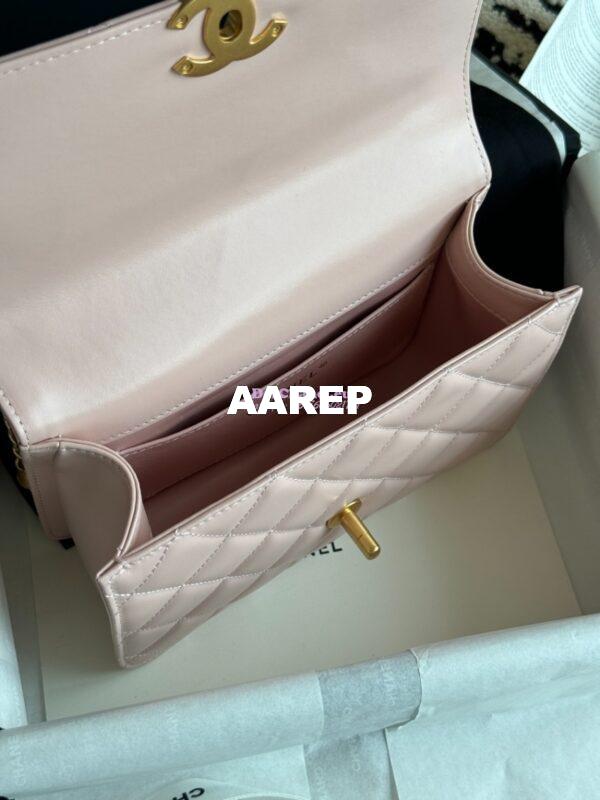 Replica Chanel 25A Relaunched Calfskin Mini / Small Flap Bag with Gold Charm Chain AS2649 AS2615 Light Pink 18
