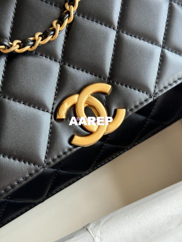 Replica Chanel 25A Relaunched Calfskin Mini / Small Flap Bag with Gold Charm Chain AS2649 AS2615 Black 6
