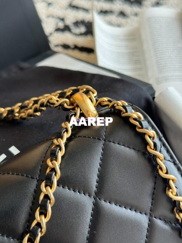 Replica Chanel 25A Relaunched Calfskin Mini / Small Flap Bag with Gold Charm Chain AS2649 AS2615 Black 7