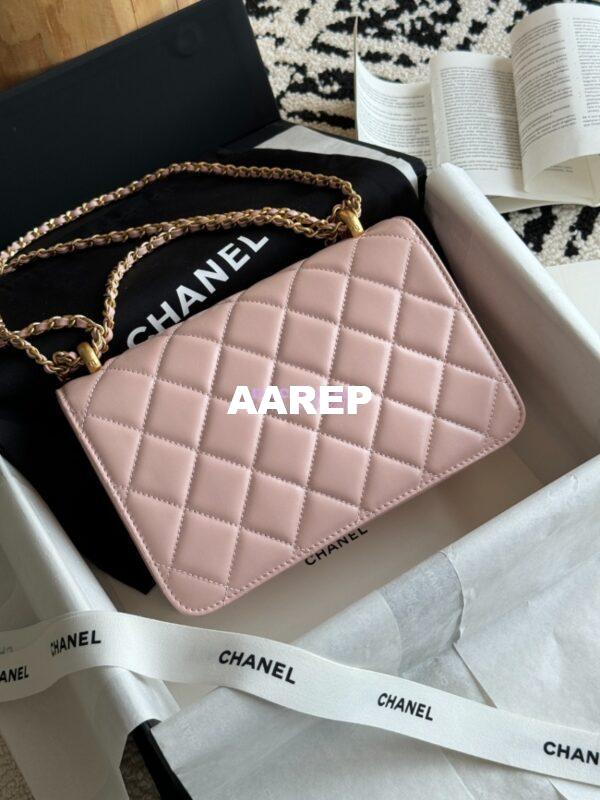 Replica Chanel 25A Relaunched Calfskin Mini / Small Flap Bag with Gold Charm Chain AS2649 AS2615 Light Pink 21