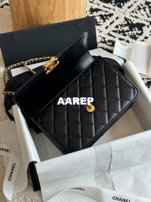 Replica Chanel 25A Relaunched Calfskin Mini / Small Flap Bag with Gold Charm Chain AS2649 AS2615 Black 8