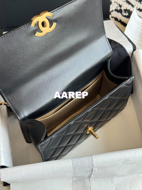 Replica Chanel 25A Relaunched Calfskin Mini / Small Flap Bag with Gold Charm Chain AS2649 AS2615 Black 9
