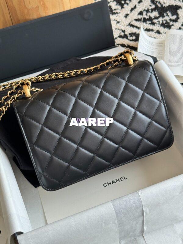 Replica Chanel 25A Relaunched Calfskin Mini / Small Flap Bag with Gold Charm Chain AS2649 AS2615 Black 10