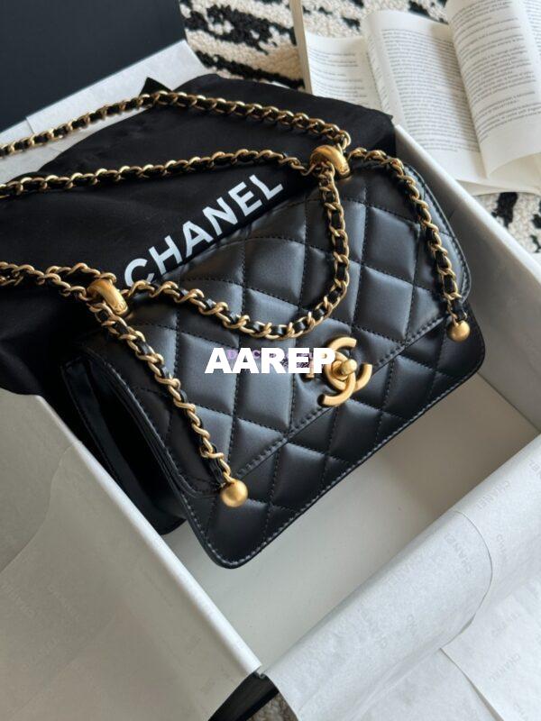 Replica Chanel 25A Relaunched Calfskin Mini / Small Flap Bag with Gold Charm Chain AS2649 AS2615 Black 13