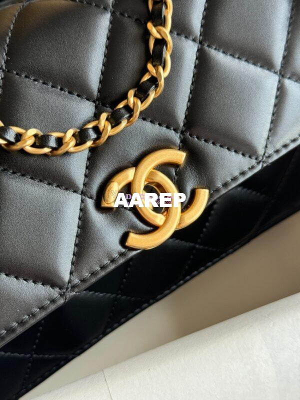 Replica Chanel 25A Relaunched Calfskin Mini / Small Flap Bag with Gold Charm Chain AS2649 AS2615 Black 14