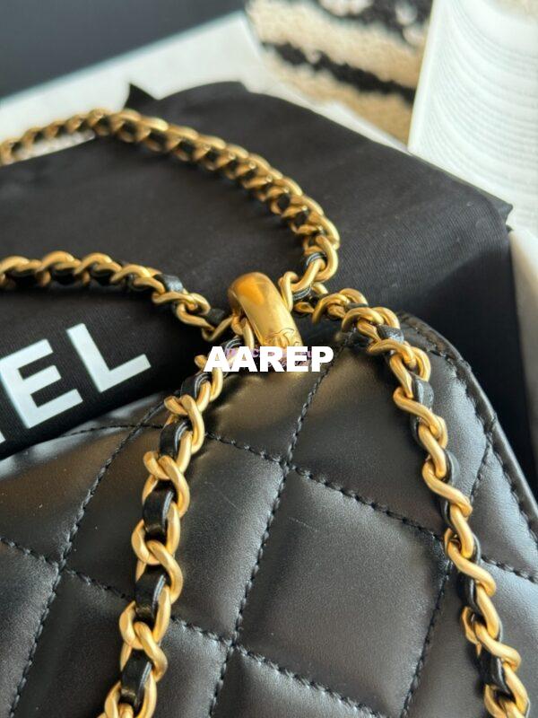 Replica Chanel 25A Relaunched Calfskin Mini / Small Flap Bag with Gold Charm Chain AS2649 AS2615 Black 15
