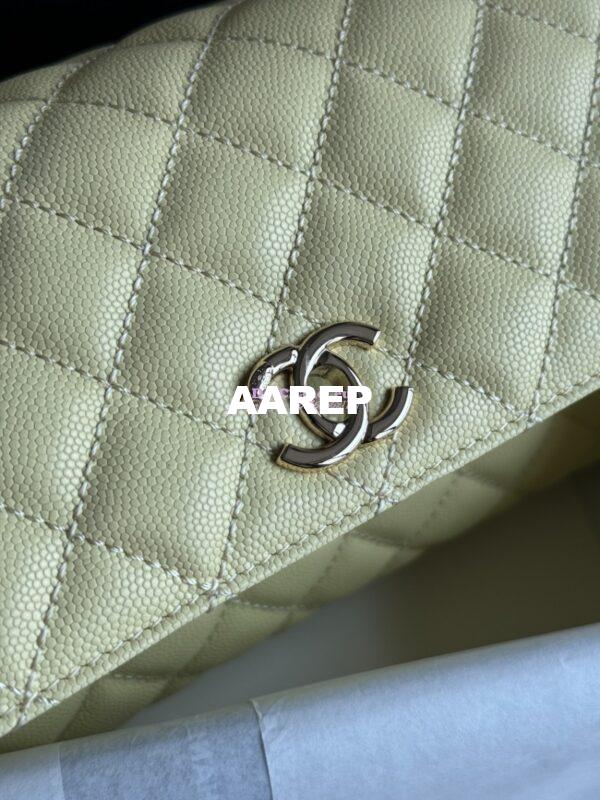 Replica Chanel Coco Handle Bag in Caviar with Edge Stitching 92990 92991 in Light Gold Hardware Jaune poussin 6