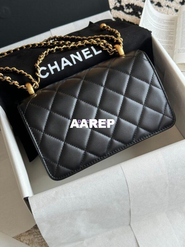 Replica Chanel 25A Relaunched Calfskin Mini / Small Flap Bag with Gold Charm Chain AS2649 AS2615 Black 19