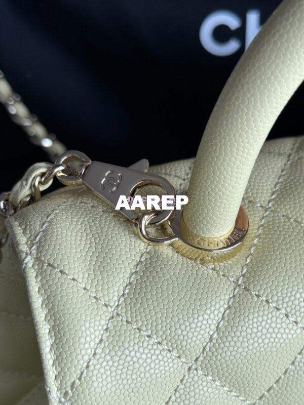 Replica Chanel Coco Handle Bag in Caviar with Edge Stitching 92990 92991 in Light Gold Hardware Jaune poussin 7