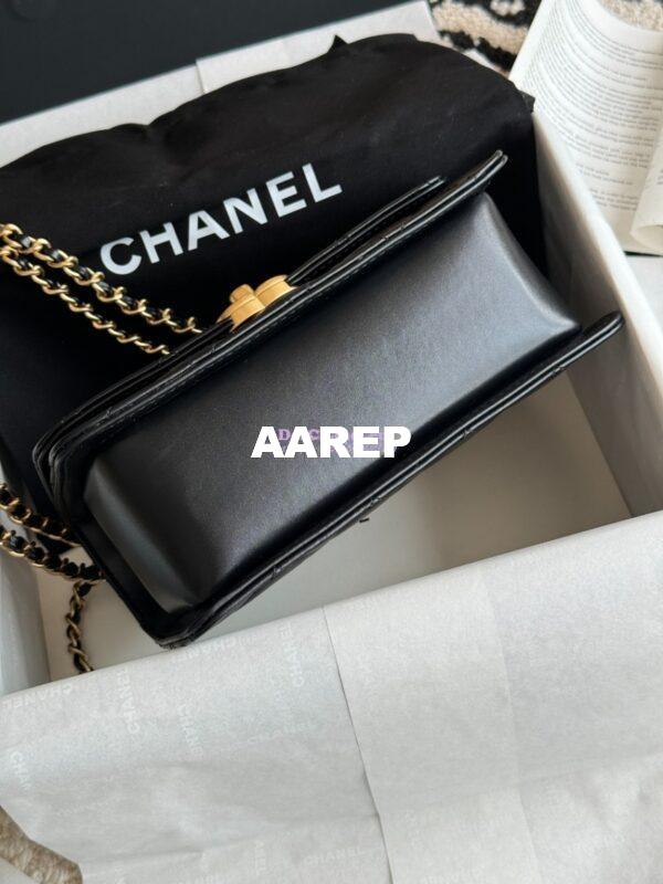 Replica Chanel 25A Relaunched Calfskin Mini / Small Flap Bag with Gold Charm Chain AS2649 AS2615 Black 20