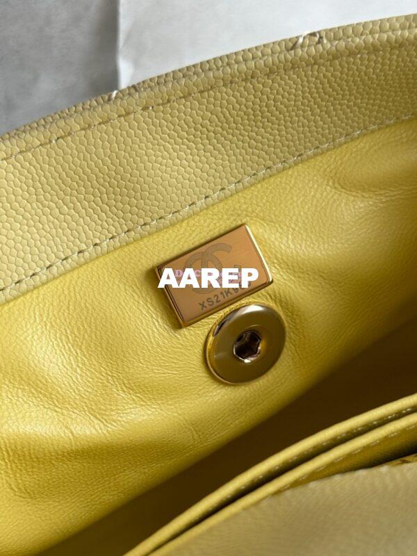 Replica Chanel Coco Handle Bag in Caviar with Edge Stitching 92990 92991 in Light Gold Hardware Jaune poussin 10