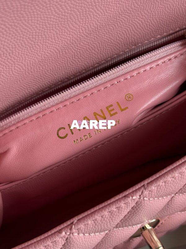 Replica Chanel Coco Handle Bag in Caviar with Edge Stitching 92990 92991 in Light Gold Hardware Peach Pink 9