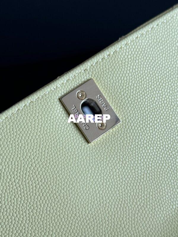 Replica Chanel Mini Coco Handle Bag in Caviar with Edge Stitching AS2215 in Light Gold Hardware Jaune poussin 7