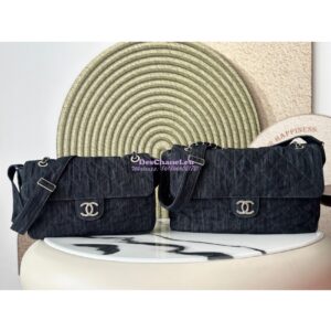 Replica Chanel Timeless Small Denim Flap Bag Dark Blue AS3322