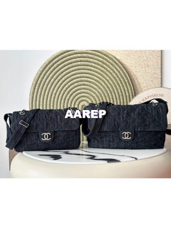 Replica Chanel Timeless Small Denim Flap Bag Dark Blue AS3322