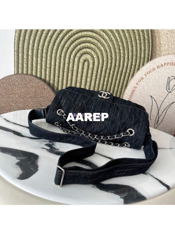 Replica Chanel Timeless Small Denim Flap Bag Dark Blue AS3322 3