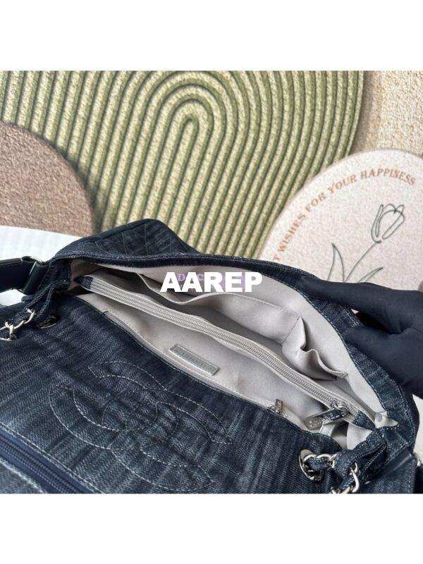 Replica Chanel Timeless Small Denim Flap Bag Dark Blue AS3322 7