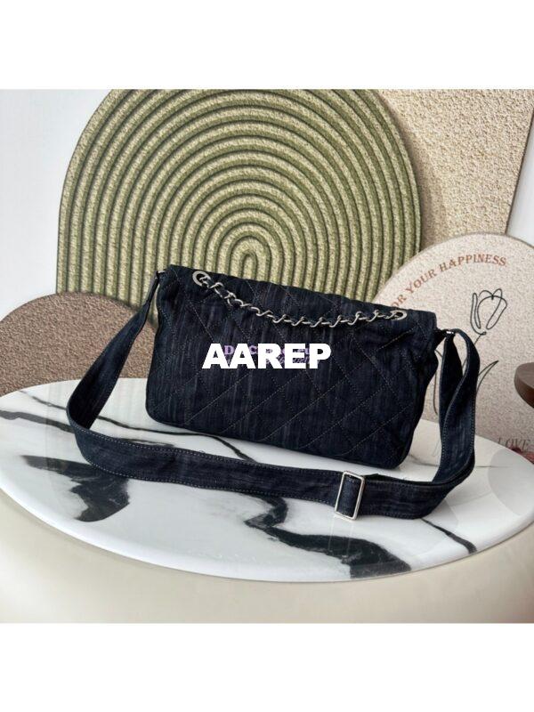 Replica Chanel Timeless Small Denim Flap Bag Dark Blue AS3322 8