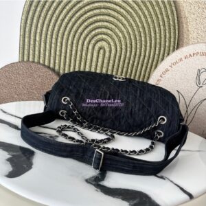 Replica Chanel Timeless Maxi Denim Flap Bag Dark Blue AS3323 2
