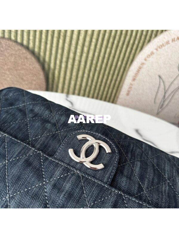 Replica Chanel Timeless Maxi Denim Flap Bag Dark Blue AS3323 3