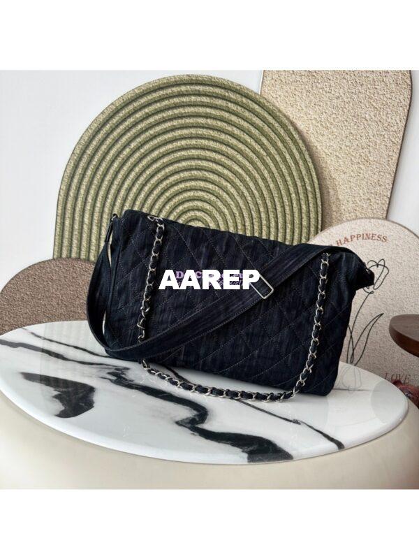 Replica Chanel Timeless Maxi Denim Flap Bag Dark Blue AS3323 6