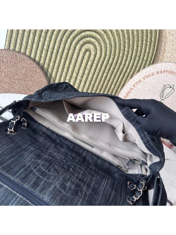 Replica Chanel Timeless Maxi Denim Flap Bag Dark Blue AS3323 8