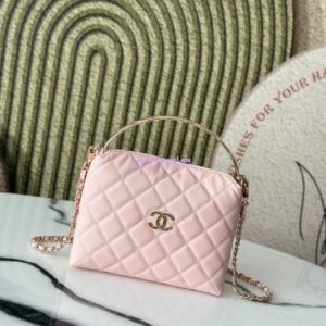 Replica Chanel 25S Limited Edition Grained Calfskin Vanity Box Bag with Top Handle AP4591 Light Pink