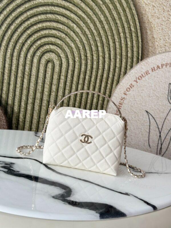 Replica Chanel 25S Limited Edition Grained Calfskin Vanity Box Bag with Top Handle AP4591 White 3