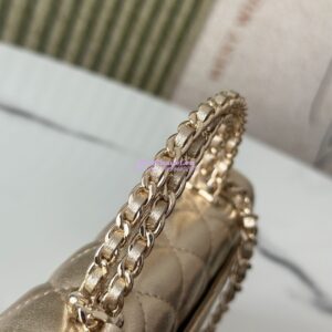 Replica Chanel 25S Leather Chain Strap CC Logo Handle Flap Bag AP3238 Metallic Gold 2