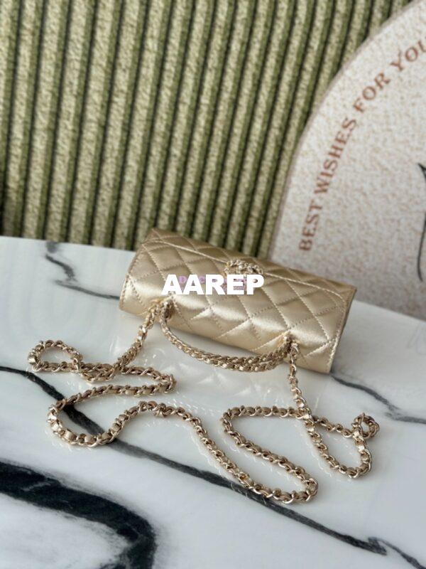 Replica Chanel 25S Leather Chain Strap CC Logo Handle Flap Bag AP3238 Metallic Gold 5