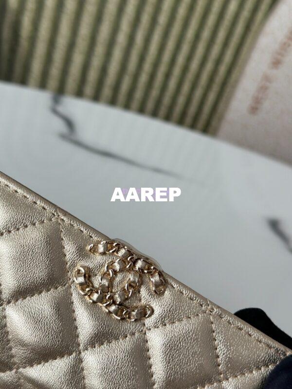 Replica Chanel 25S Leather Chain Strap CC Logo Handle Flap Bag AP3238 Metallic Gold 7