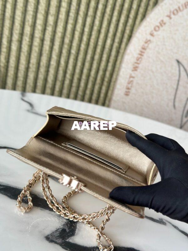 Replica Chanel 25S Leather Chain Strap CC Logo Handle Flap Bag AP3238 Metallic Gold 9