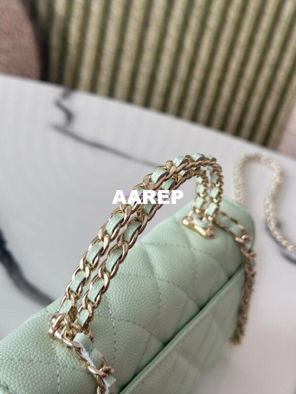 Replica Chanel 25S Leather Chain Strap CC Logo Handle Flap Bag AP3238 Light Green 5