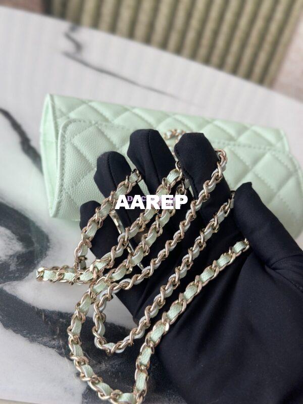 Replica Chanel 25S Leather Chain Strap CC Logo Handle Flap Bag AP3238 Light Green 7