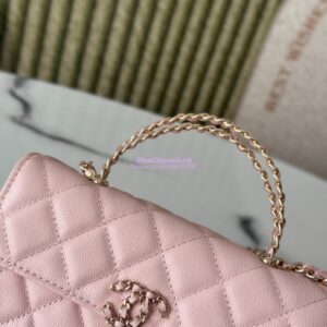 Replica Chanel 25S Leather Chain Strap CC Logo Handle Flap Bag AP3238 Light Pink 2