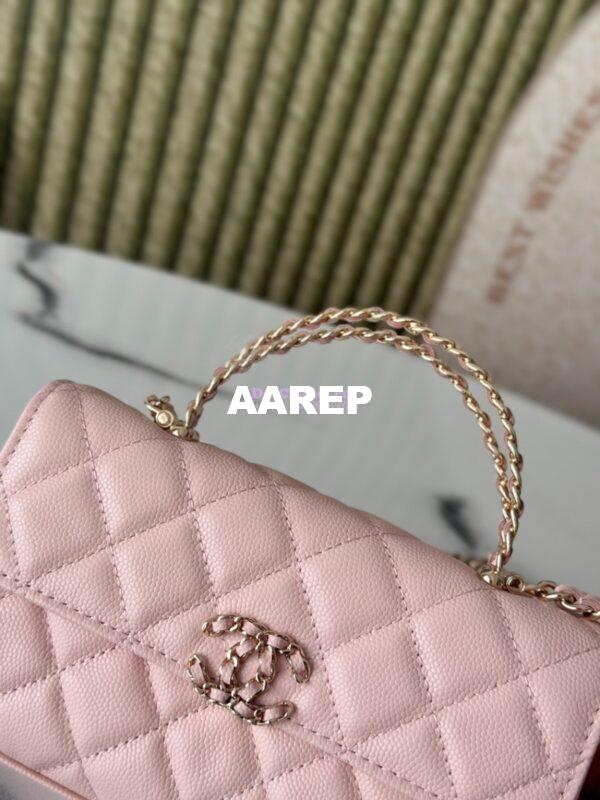 Replica Chanel 25S Leather Chain Strap CC Logo Handle Flap Bag AP3238 Light Pink 4